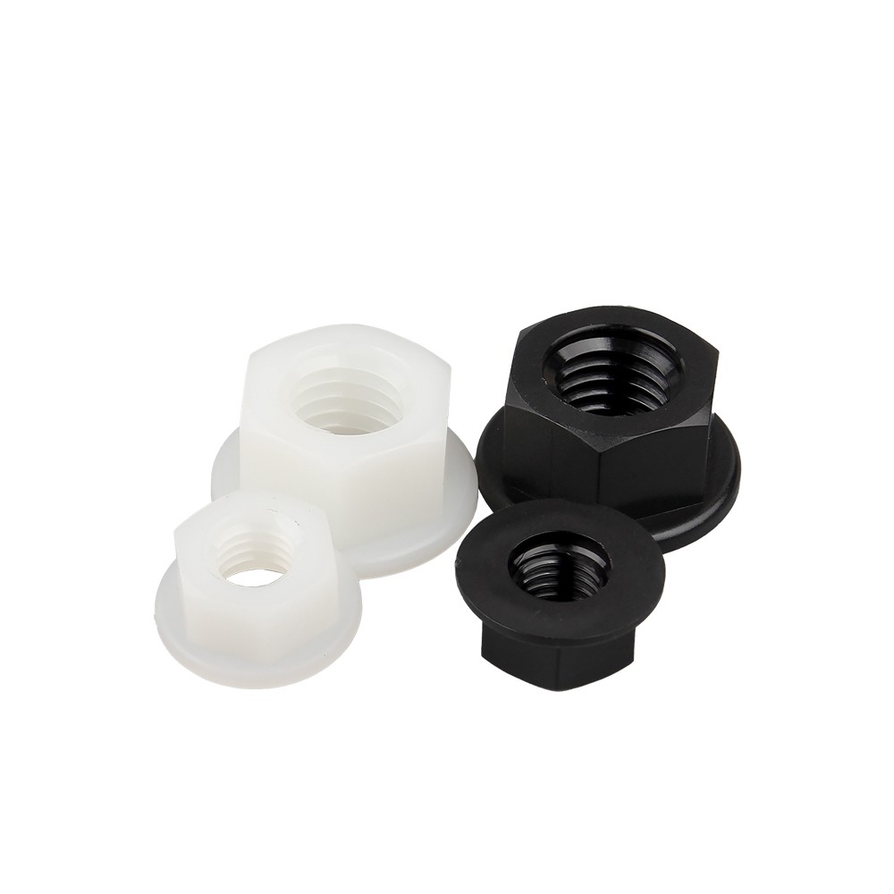 Flange Nut Nylon Plastic Hex Locking Plastic Nut Black White M3 M4 M5 M6 M8 M10 M12