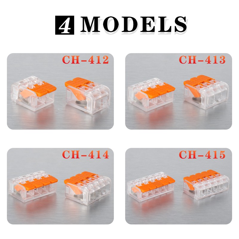 30/50/100pcs Small Connector Wire Compact Plug-in Terminal Block Orange Transparent Chamber Wiring Tool 0.14-4.0mm2 221