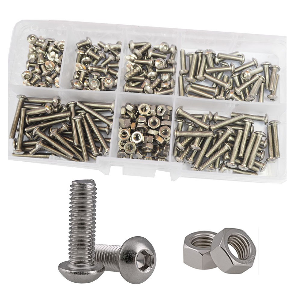 Hex Button Socket Head Cap Screw Nut Hexagon Metric Thread Machine Bolt Assortment Set 304 Stainless Steel M2 M3 M4 M5 M6