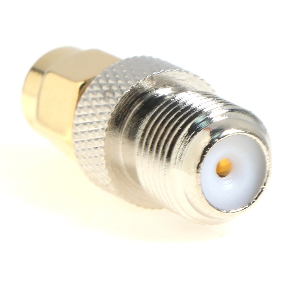 One or 2pcs F Type Female Jack to SMA Male Plug Straight RF Coaxial Adapter F Connector to SMA Adapter Gold Tone