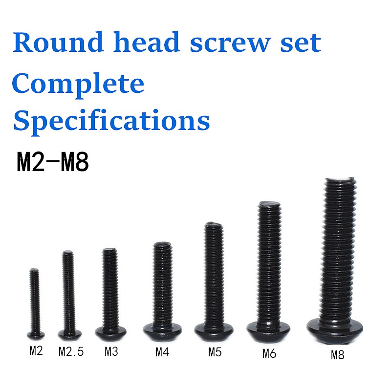 Hex Hexagon Threaded Head Button Head Socket Nut Black Carbon Steel M2 M2.5 M3 M4 M5 M6 M8 Allen Round Head Screw Set Bolt and Nut Set