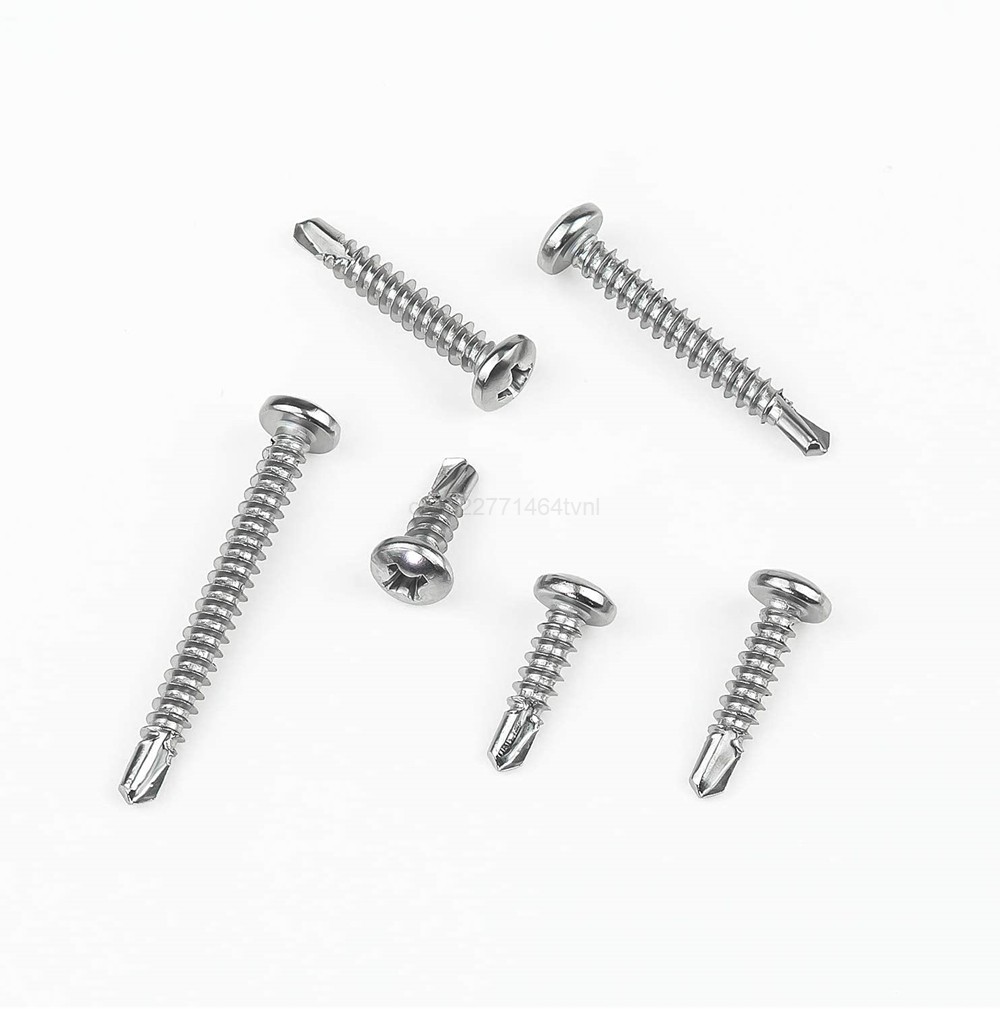 180pcs Cross Recessed Phillips Pan Head Self Drilling Tapping Screw Thread 410 Stainless Steel M4.2 Self Drilling Screw