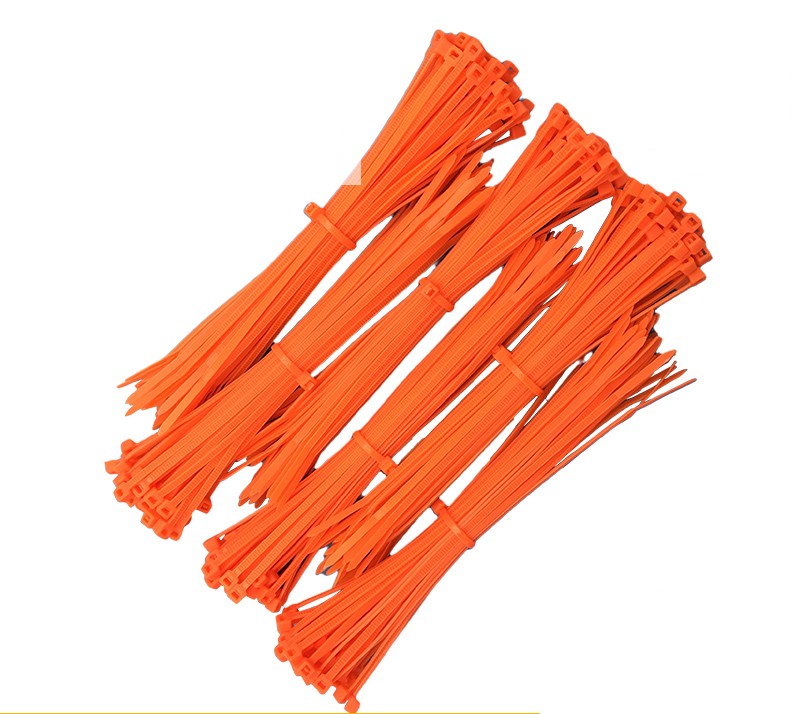 Self-Locking Plastic Nylon Wire Cable Zip Ties 100pcs Orange Cable Ties Connecting Ring Cable Various Specifications