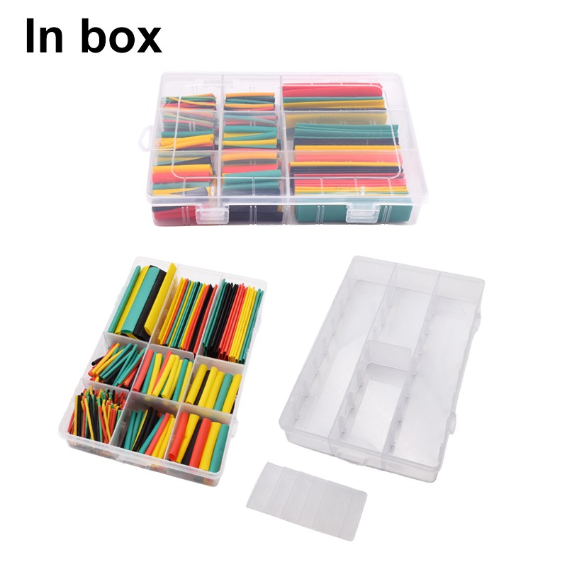 127/164/328/580/780pcs Polyolefin Heat Insulation Wire Cable Heat Shrink Tubing Shrinkable 2:1 Wrap Sleeve Tube Assortment Set