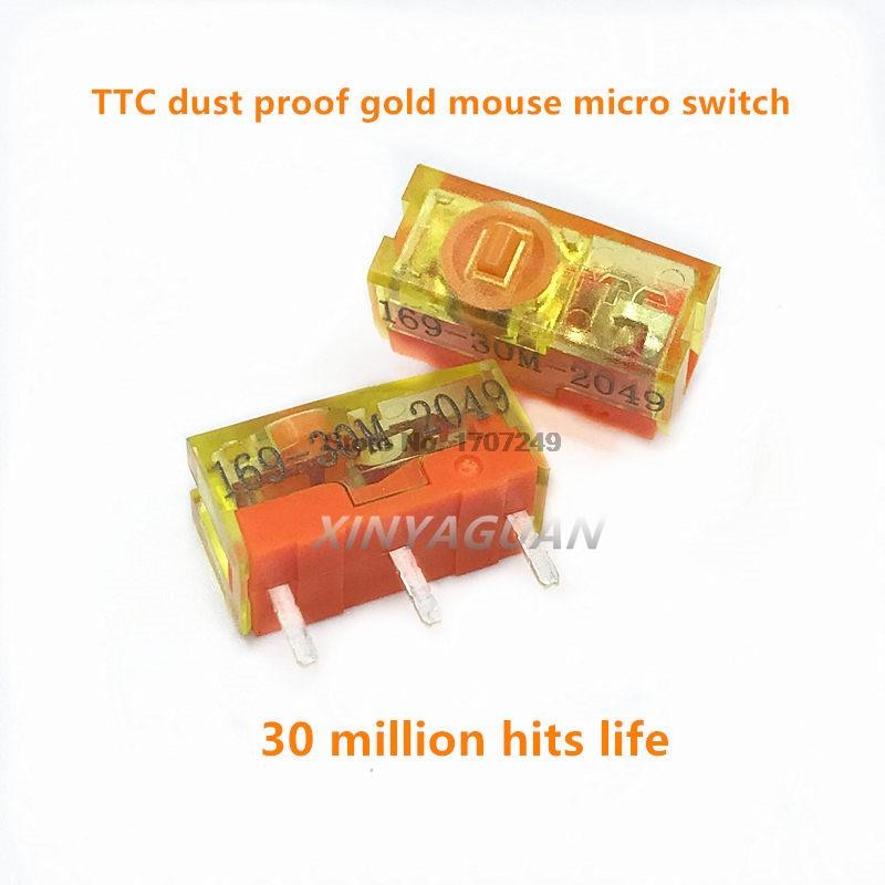 10pcs New Style Original TTC Dust Gold Chain Mouse Micro Switch 3 Pin Gold Contactor 30 60 80 Million Clicks Lifetime