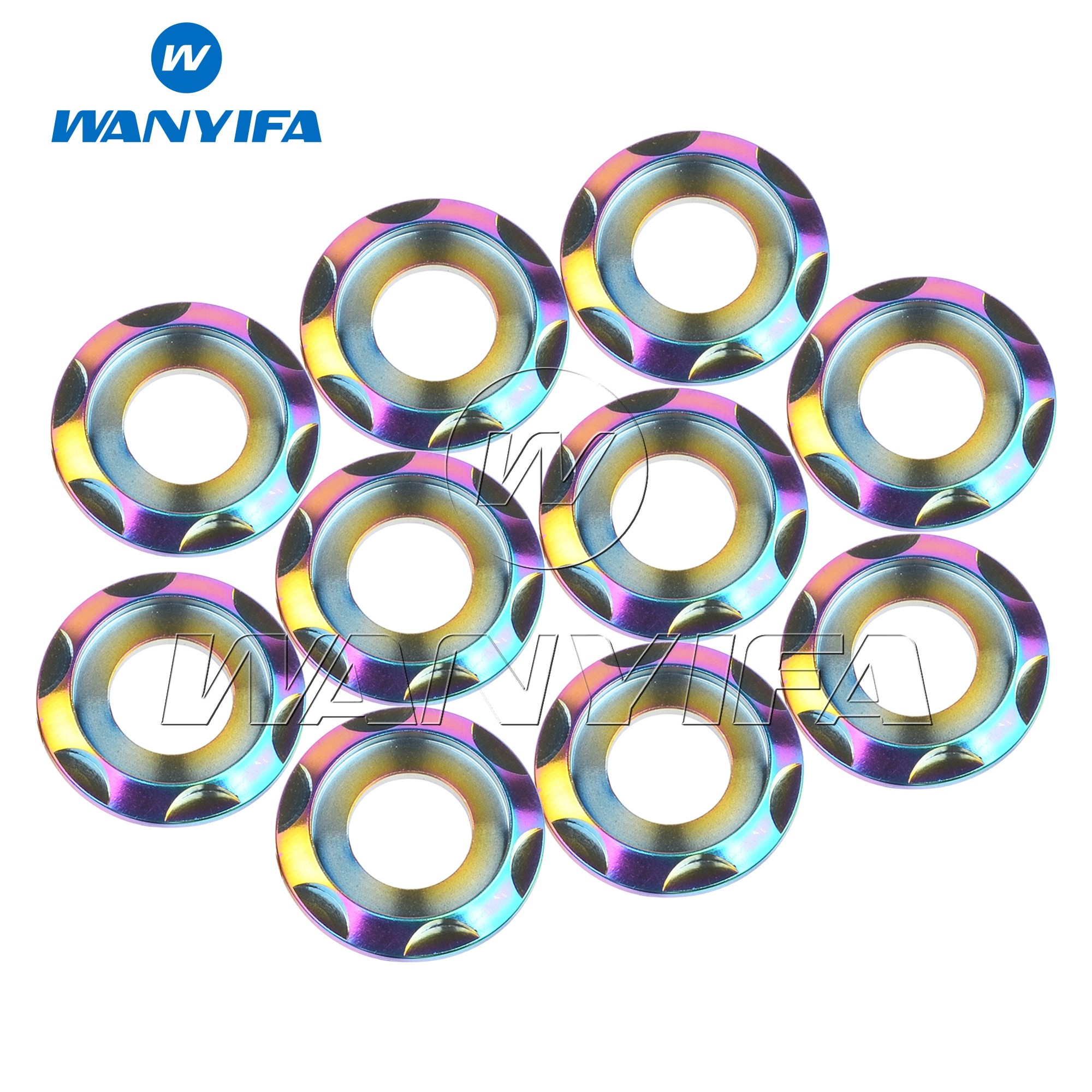 Waniva Titanium Gasket M5 M6 M8 M10 Fancy Decorative Spacer Washers for Motorcycle Car 10pcs