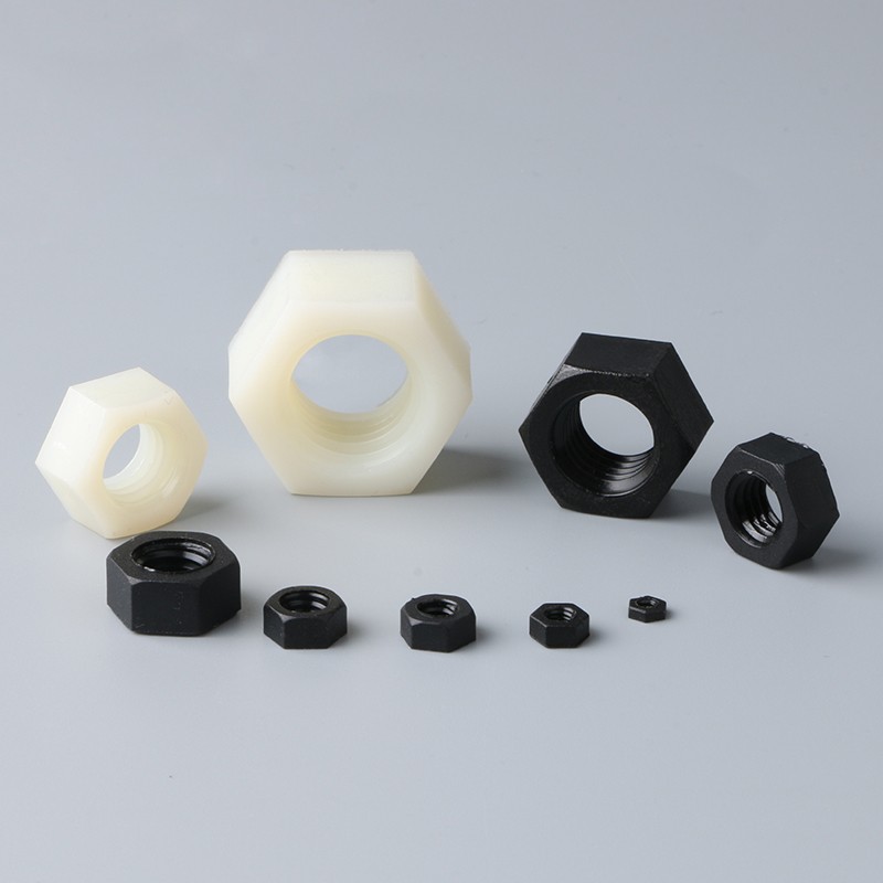 Black White Nylon Hex Metric Nut Plastic Threaded Hex Nuts M2 M2.5 M3 M4 M5 M6 M8 M10 M12 M14 M16 M18 M20