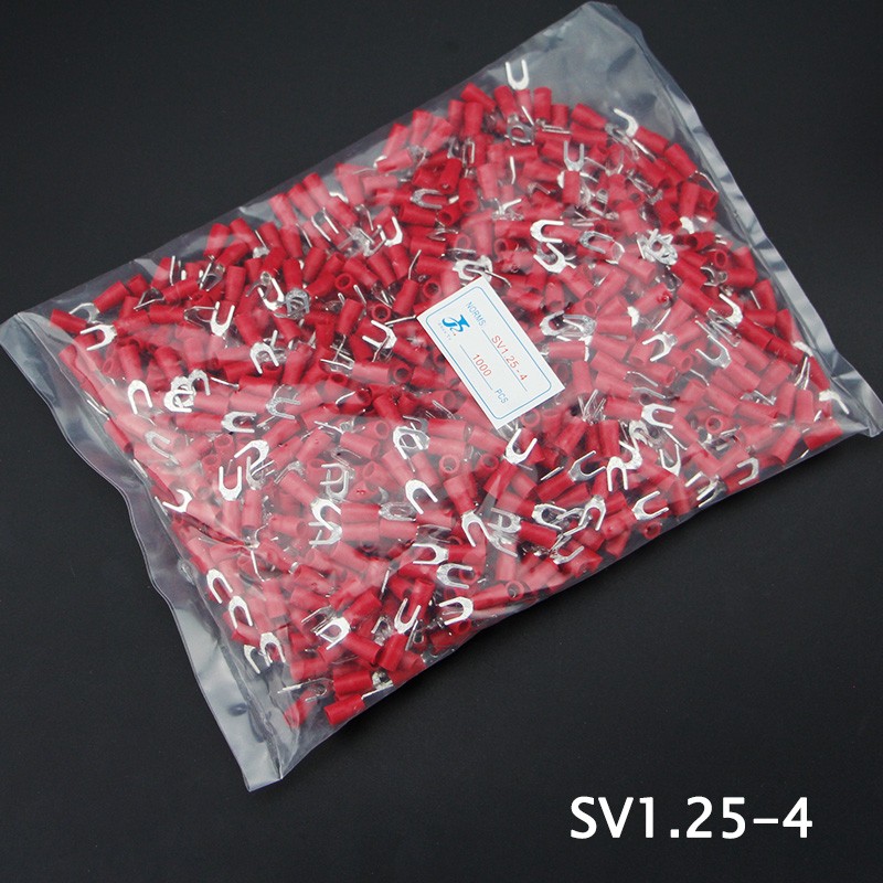 1000pcs SV 1.25 2 3.5-(3 4 5 6) Insulated Wire Terminals Electrical Lug Crimp Terminal 1.5-2.5mm-4mm 16-14 awg