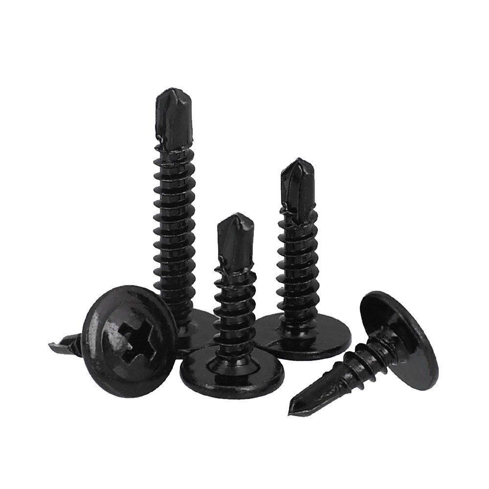 Cross Round Head Round Head Drilling Screw With Pad Self Tapping Screws With Washer Black 410 Stainless Steel M4.2 M4.8