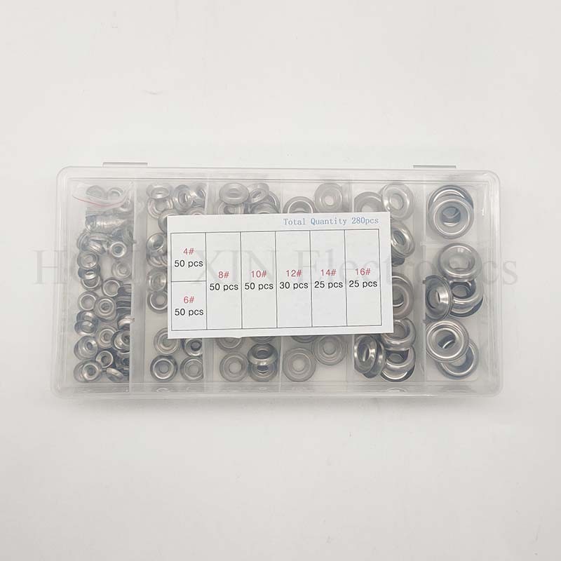 280pcs Submersible Finishing Cup Washer Assortment Set 304 Stainless Steel 4# 6 # 8 # 10 # 12 # 14 # 16 # Lid Head Gasket Washer