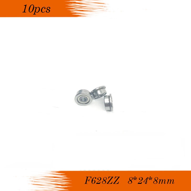 Free Shipping 10pcs F628-2Z F628ZZ F628 zz ABEC-1 P0 Flange Flange Deep Groove Bearing Balls 8x24x8mm for 3D Printer