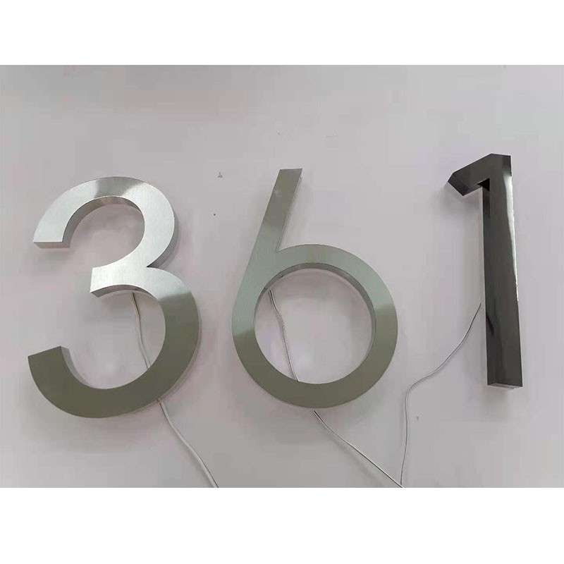 Metel 3D LED House Numbers for Crafts Outdoor Waterproof Home Hotel Door Plates Stainless Steel Address Sign