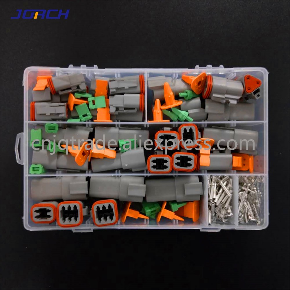 250pcs German DT Series Waterproof Wire Connector Kit DT06-2/3/4/6S DT04-2/3/4/6P Auto Sealed Plug With Square Pins