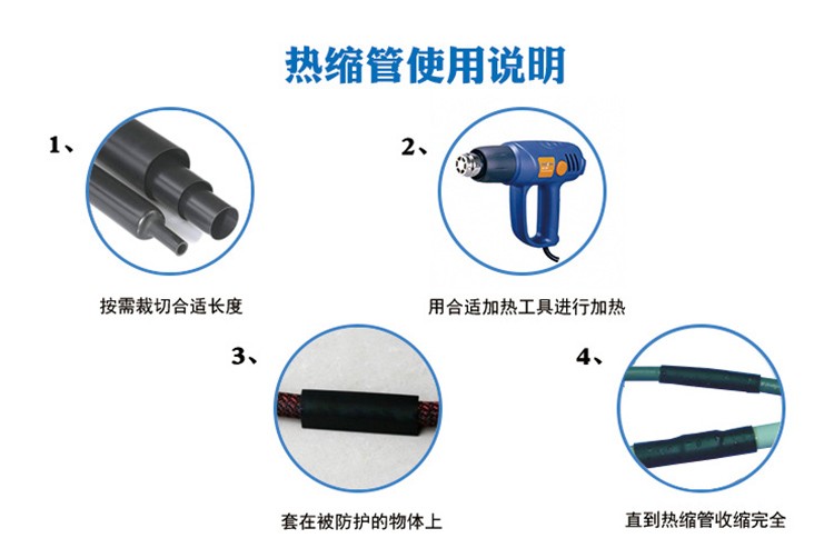 58m/lot 1.0/1.5/2.0/2.5/3.0/5.0/7.0/10.0/14/20mm heat shrink tubing ratio 2:1 package tube insulation cable sleeve