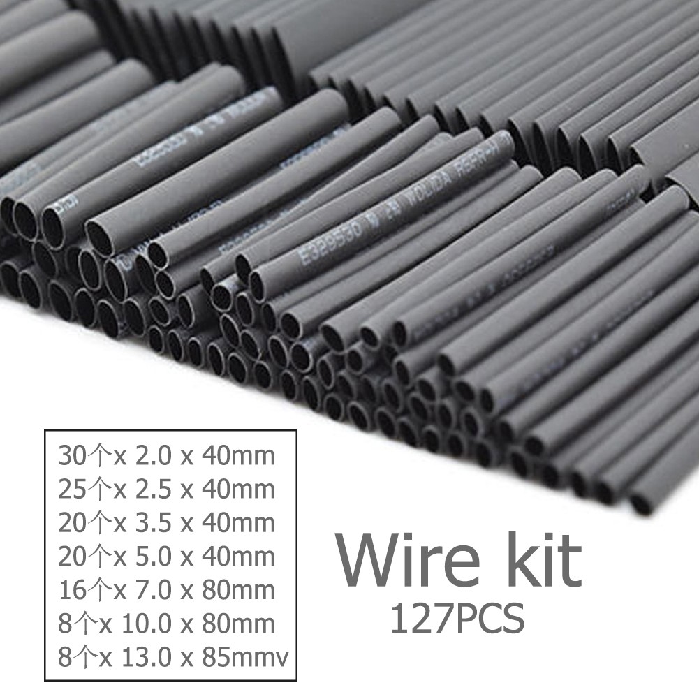 127/164pcs Thermoresistant Heat Pipe Shrink Wrap Car Shrinkable Tubing Electrical Connection Wire Cable Insulation Sleeving