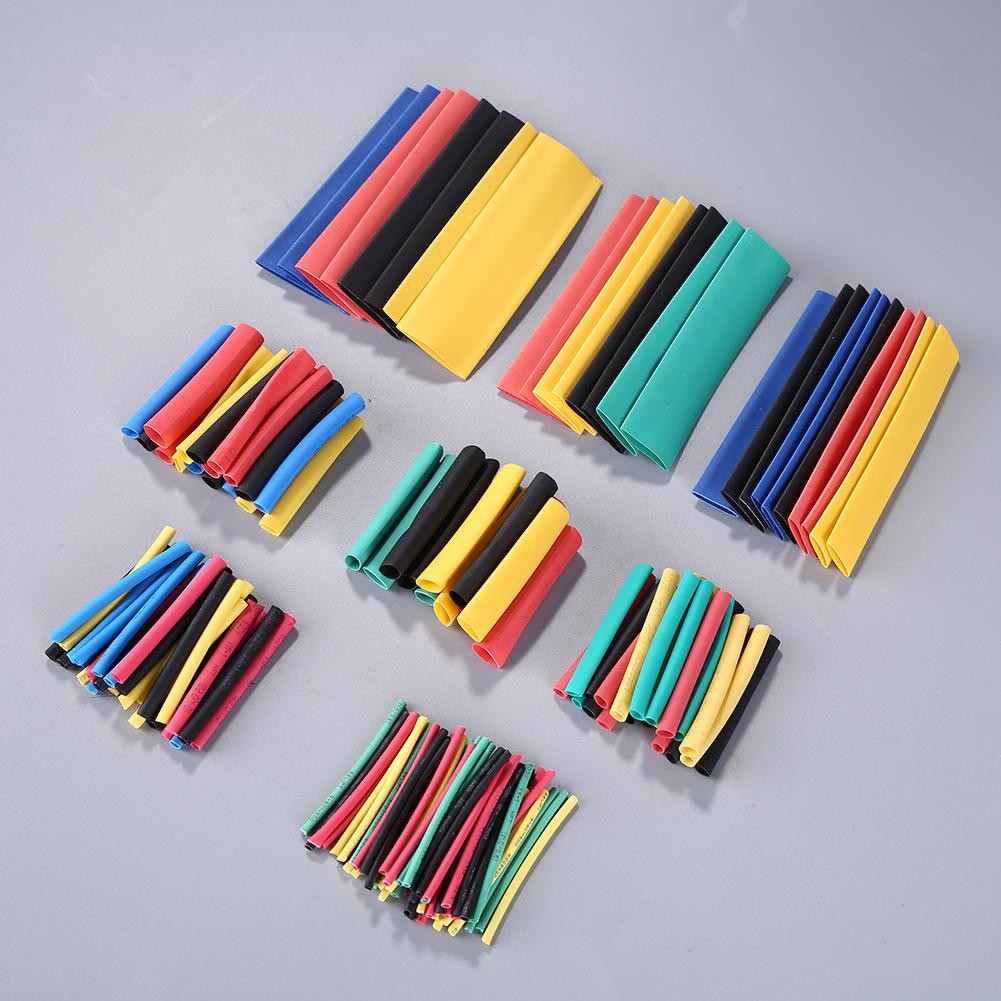 Heat Shrinkable Polyolefin Cable Sheath Set Assorted Insulated Tubing Coiled Cable Sheath 164pcs