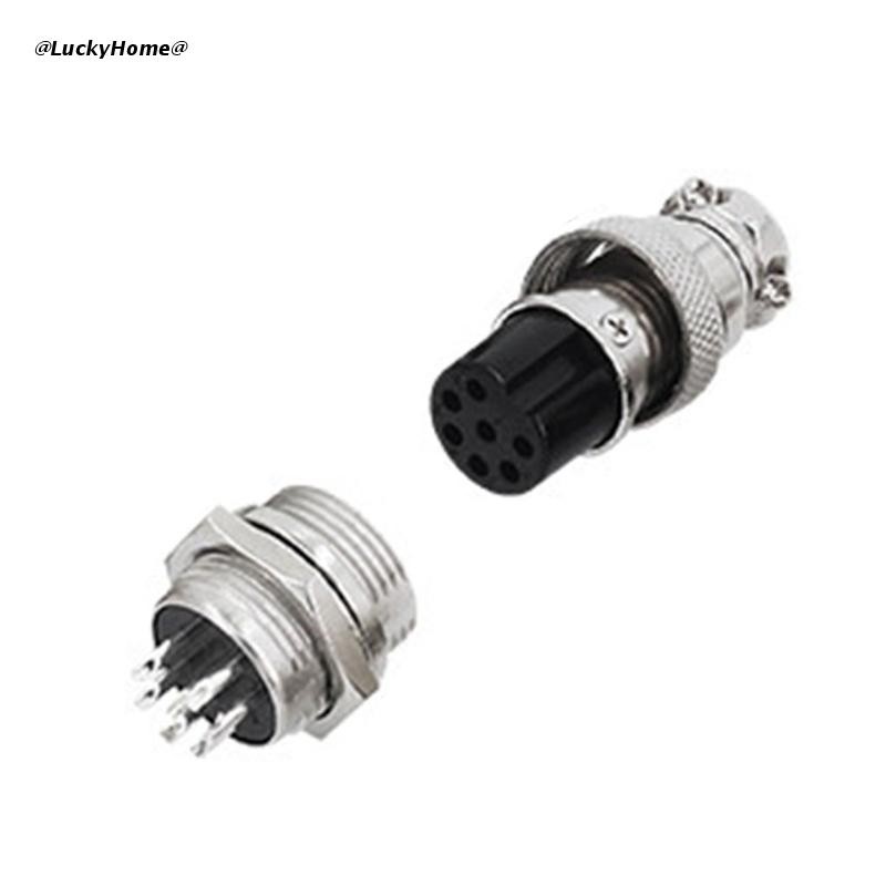 1 set GX16-2 2/3/4/5/6/7/8/9 pin metal male female thread plate connector 16mm