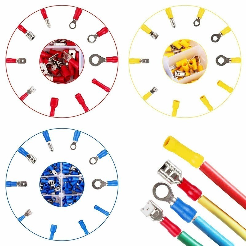 480/1200pcs assorted spade terminals insulated cable connector electrical wire assorted crimp butt loop thorn loop lugs plier