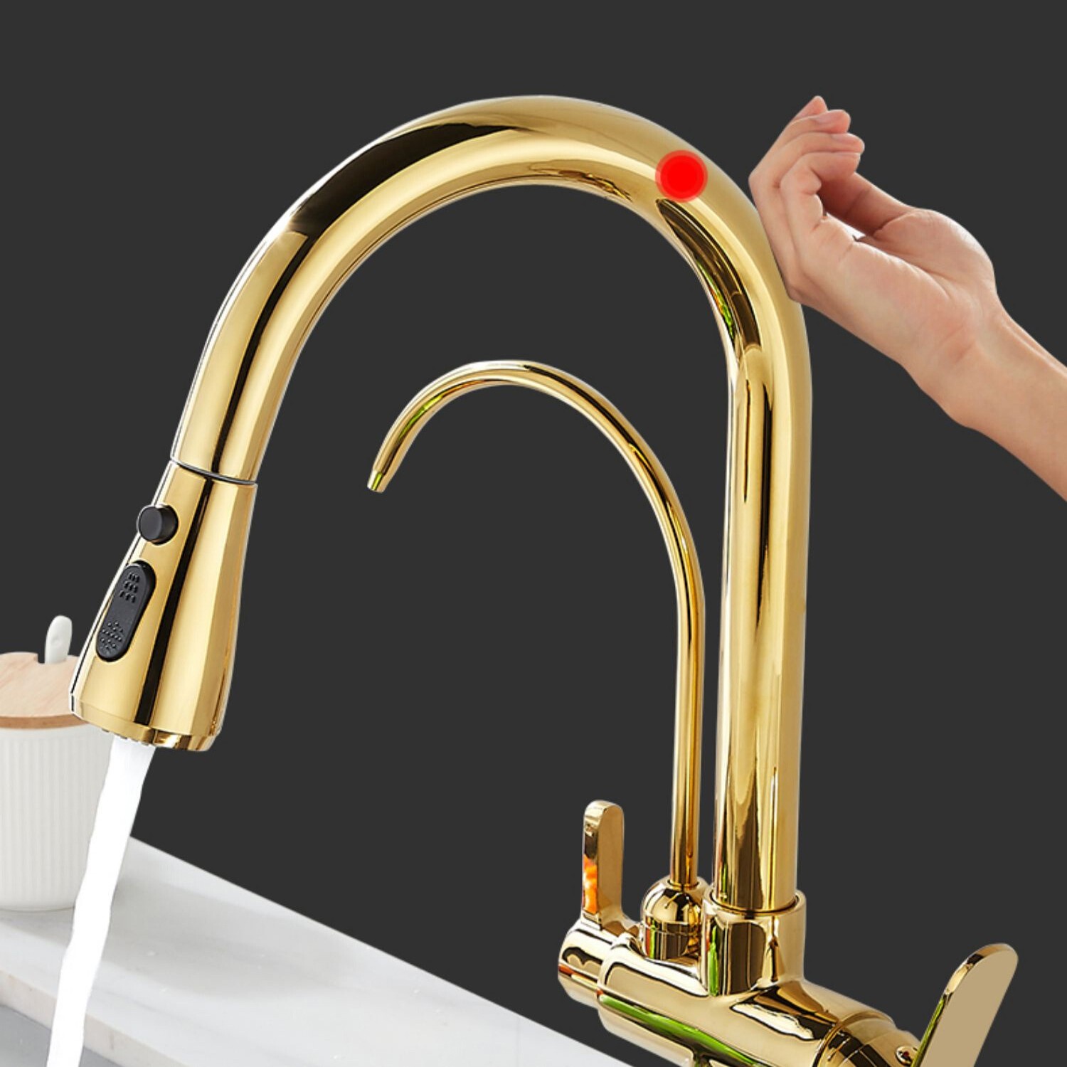 Hot Cold Touch Filter Kitchen Faucets With Sprayer Pull Down Brass Kitchen Mixer Tap Sensitive Smart Sensor Touch Kitchen Faucet