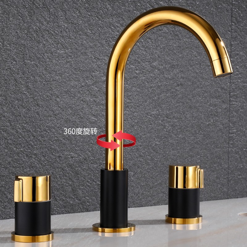 Faucet modern bathroom cabinet washbasin hot and cold double handle three-hole washbasin split three-piece faucet 01-587