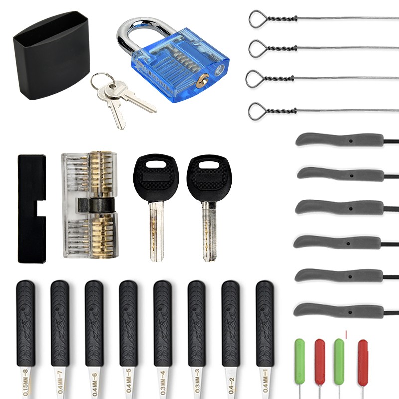 Supplier Locks Pick Tool Sets Transparent Visible Practice Lock Panels Kit With Broken Key Extractor Wrench Tool