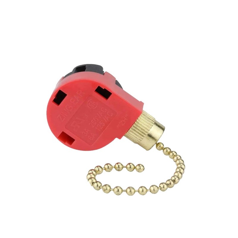 Red Ceiling Fan Switch 3 Speed ​​4 Wire ZE-268S6 Fan Pull Chain Switch Replacement Speed ​​Control Switch