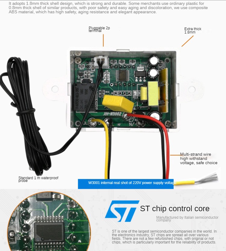 DC12V 24 فولت AC110V-220V LED ترموستات رقمي متحكم في درجة الحرارة NTC الاستشعار التحكم في درجة الحرارة التبديل التتابع