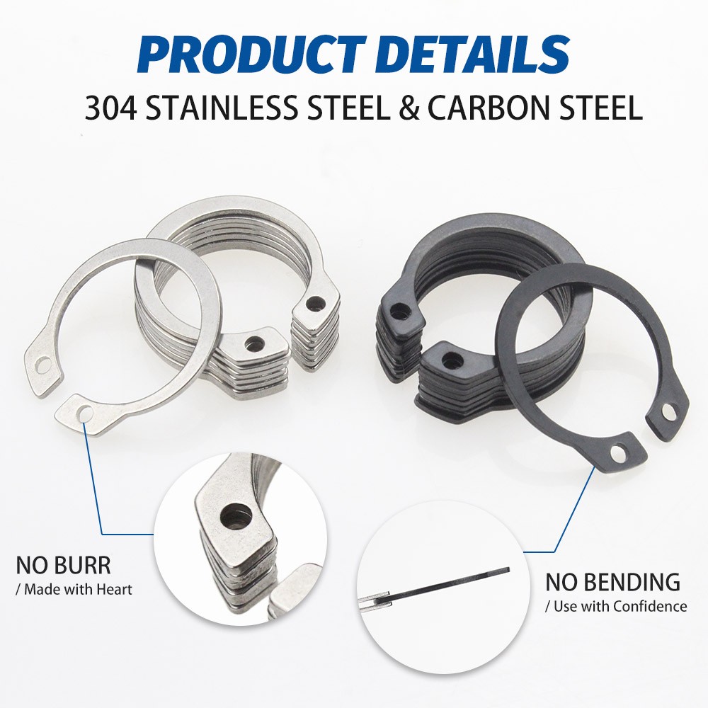 SANJODS C Clip External Circles Snap Retaining Rings Set Stainless Steel Alloy Steel C-Clip Snap Washers 5-19mm Assortment