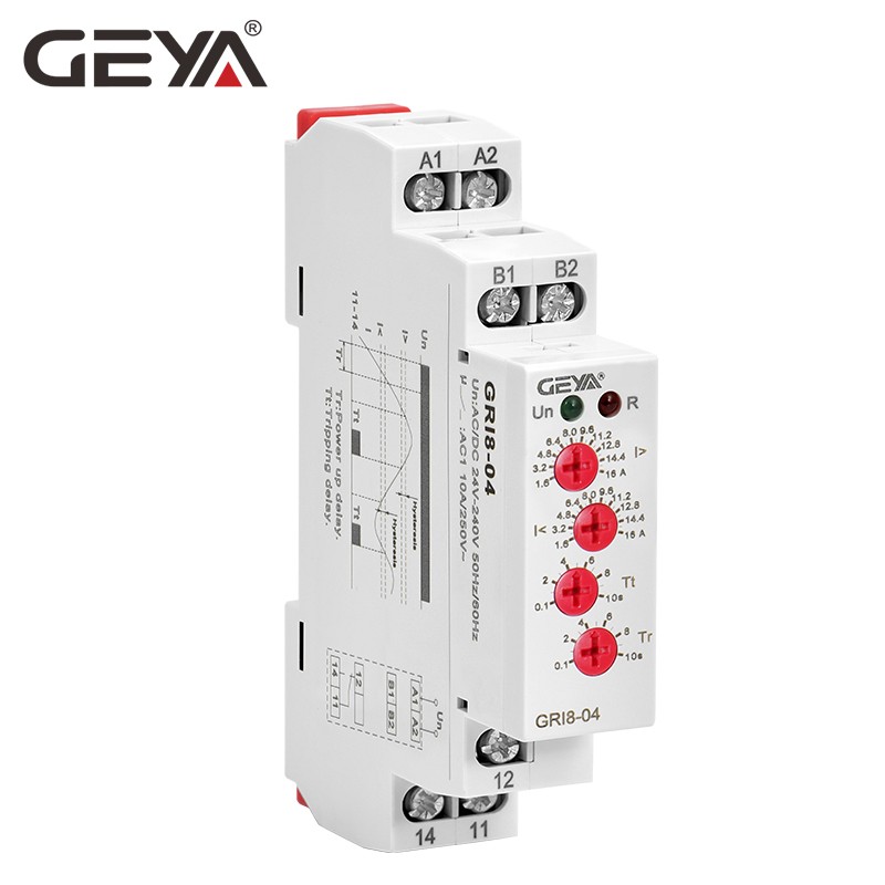 GEYA GRI8 Relay Current Monitoring Range Overcurrent Hidden Switch 0.05A-16A AC24-240V or DC24V