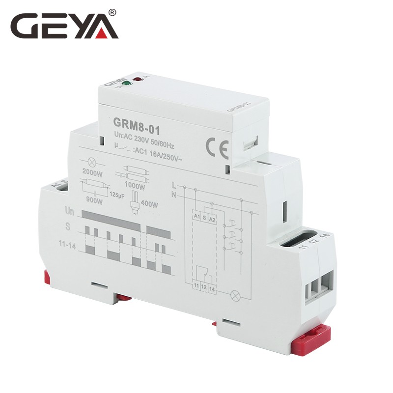 Free Shipping GEYA GRM8 Din Rail Electronic Latching Relay Memory Boost Relay SPDT 16A Step Relay AC230V or AC/DC12-240V