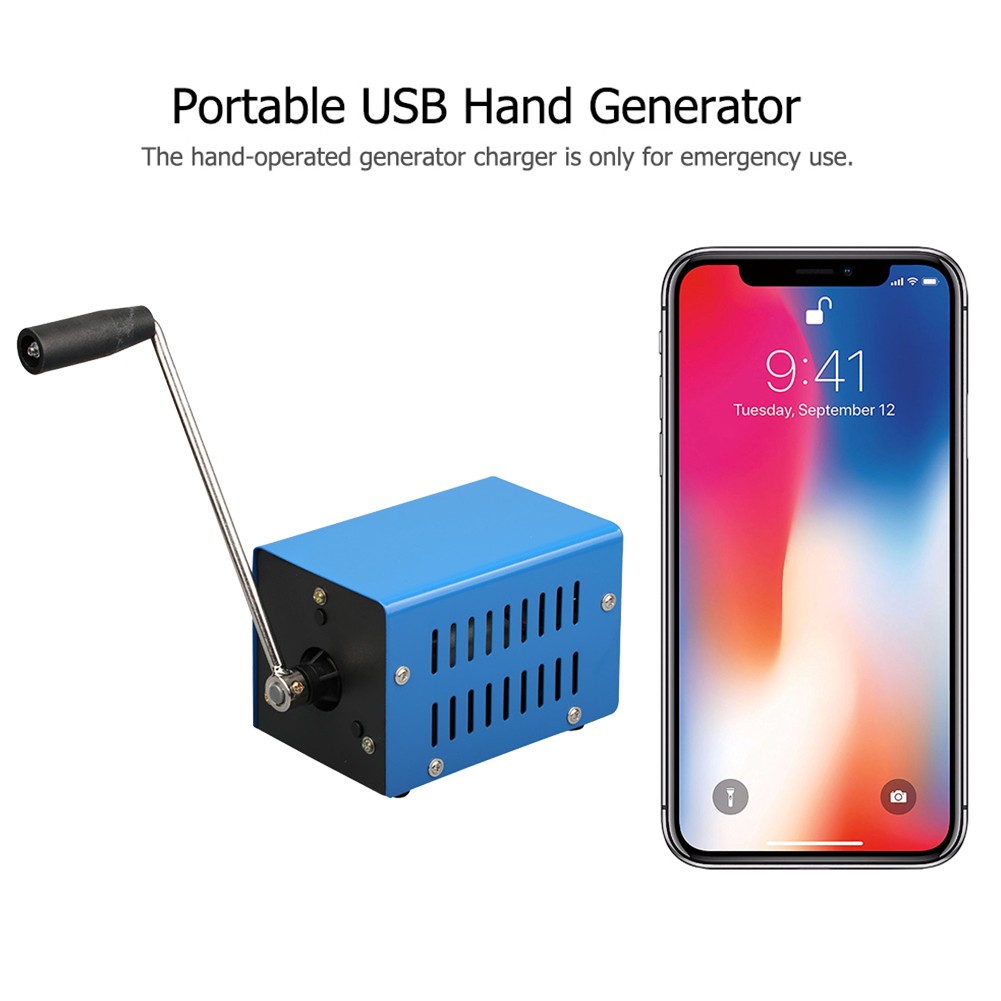 20W Emergency Electric Generator Hand Crank Dynamotor Hand Crank USB Generator Mini Generator Outdoor Camping Survival