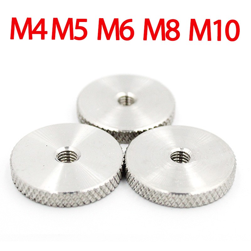 Knurled Thumb Nuts M4 M5 M6 M8 M10 M12 304 Stainless Steel Flat Head Knurled Hand Screw Round Nut Fastening Tools