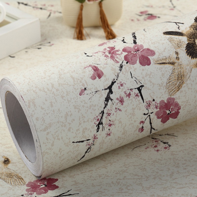 Vintage Self Adhesive Wallpaper Floral Bird Pattern Wall Stickers Furniture Living Room Background DIY Home Decor