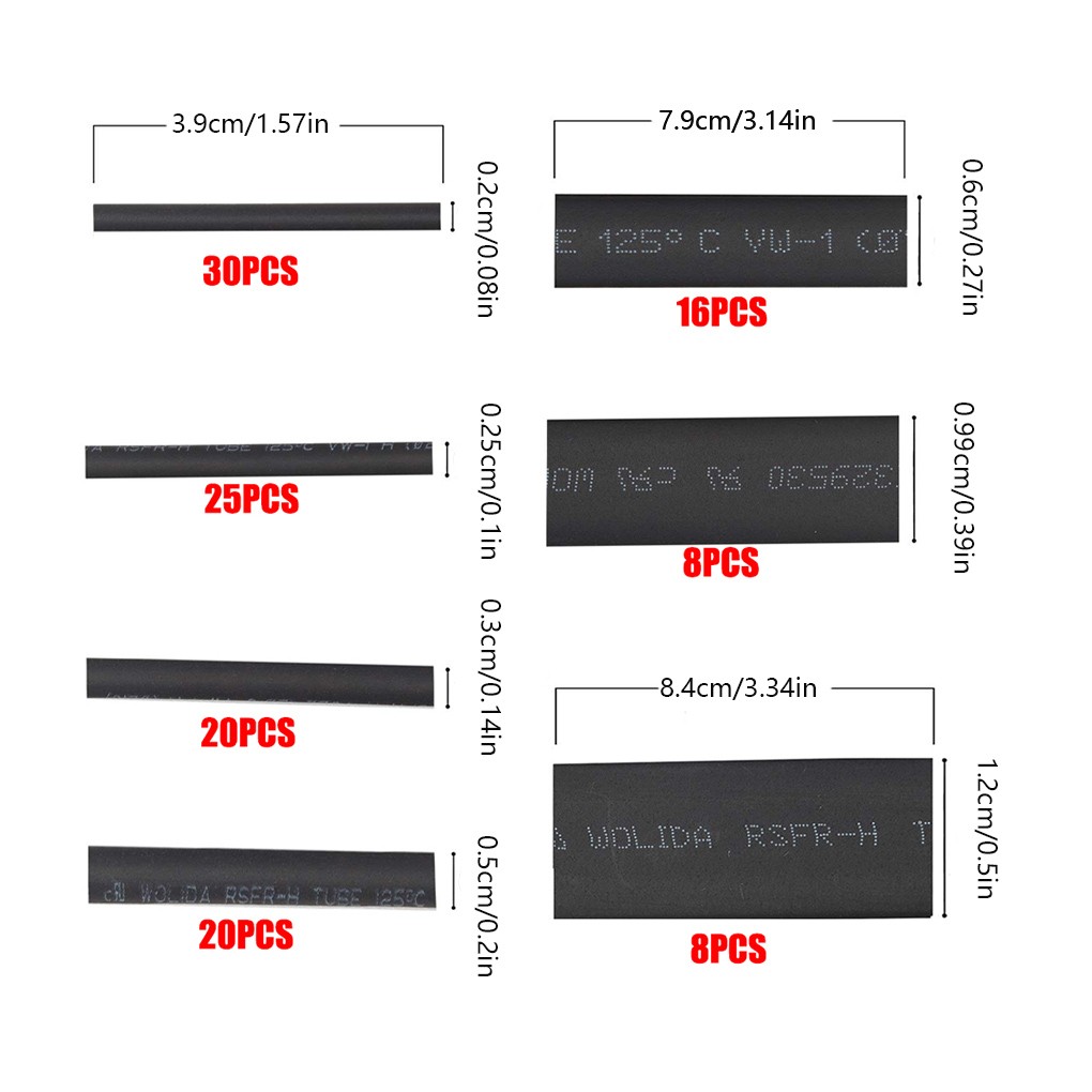 127pcs/set Polyvin Heat Shrinkable Wire Tube Cable Sleeves Insulation Wire Connectors Assorted Set Heat Shrink Tubing Tool