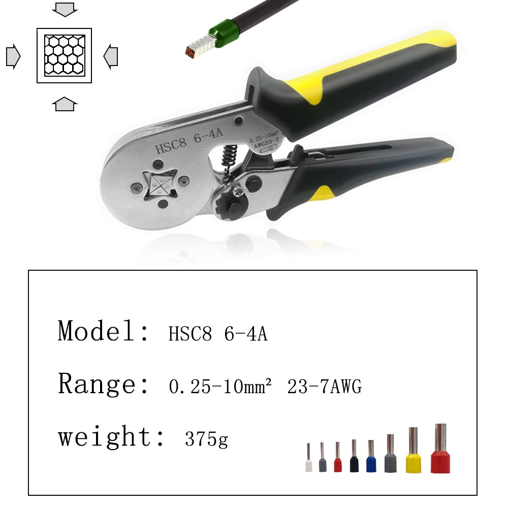 Insulated Wire Connector Terminal Crimping Terminal Cold Crimping Insulated Terminal Crimping Tool 16-6/6-4 Wire Stripper D1