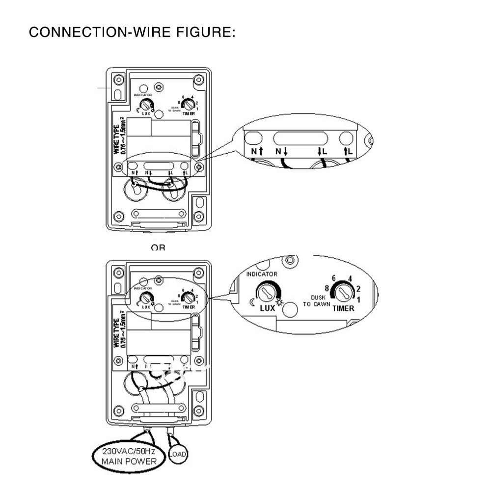 Outdoor IP44 220VAC Light Control Photo Photoelectric Auto Sensor Switch for LED Light Bulbs