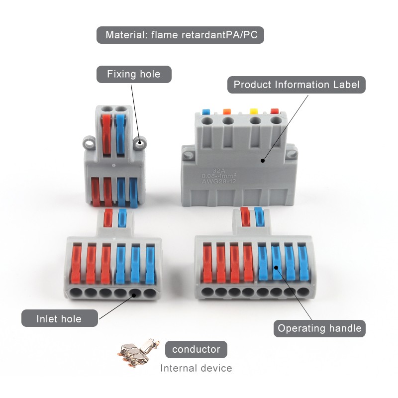 SPL Fast Wire Splitter 42/62/82/84 Wire Interconnect Connector Compact Push-In Connector Terminal Block With Operating Lever