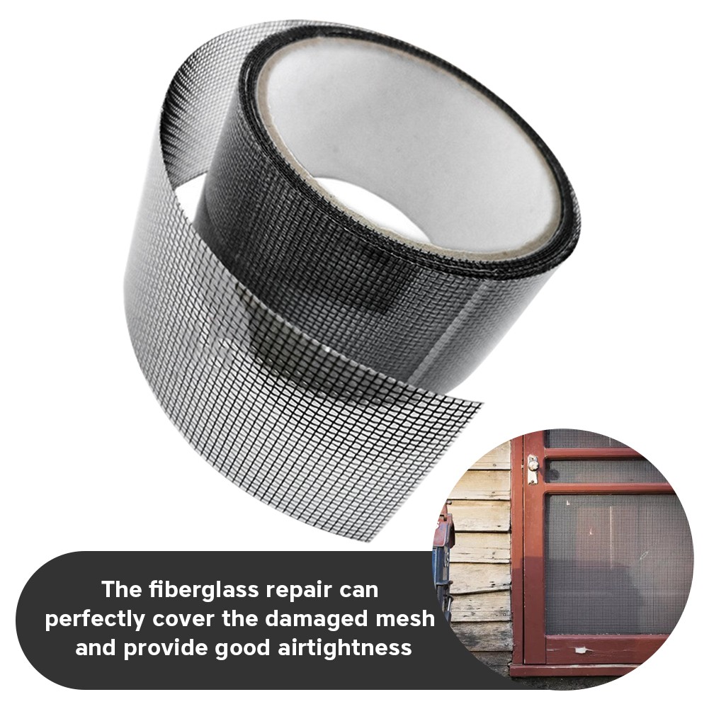 2m Screen Repair Tape Glass Fiber Easy Apply Practical Strong Adhesive Temperature Resistance Door Window Home Covering Mesh