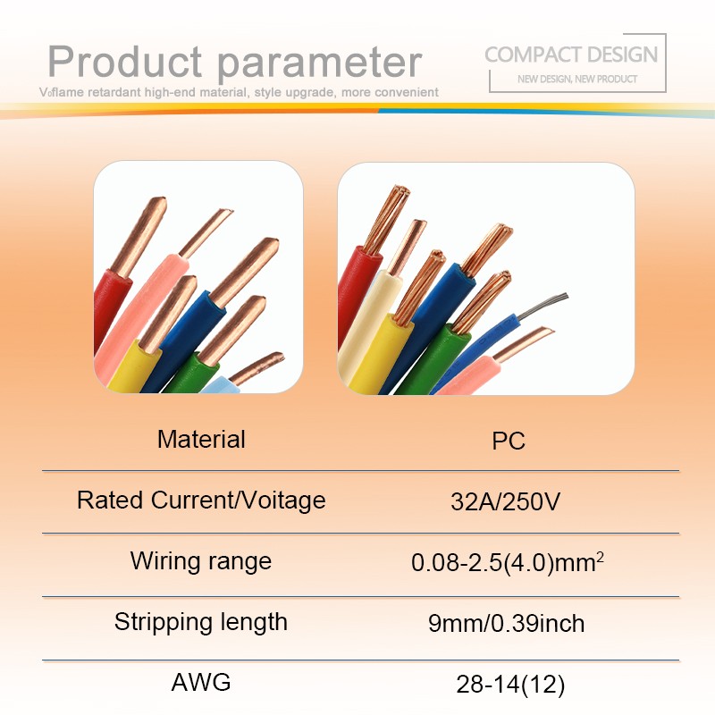 25/50/100pcs Quick Butt Wire Connector 2/3 Pin Interconnection Terminal Blocks Home Electrical Compact Connector Connectors for 28-12AWG