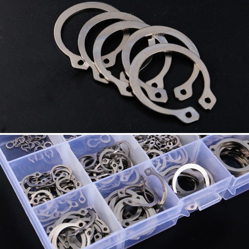 150/250pcs 304 stainless steel outer circles retaining ring assorted set 4-25mm 15 sizes xqmg