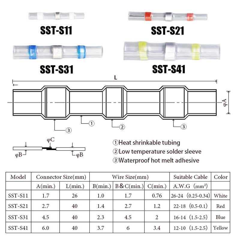 Heat Shrink Car Electronic Wire Connector Welding Extrusion Terminals Block Cable Termination Wire Crimp Connector