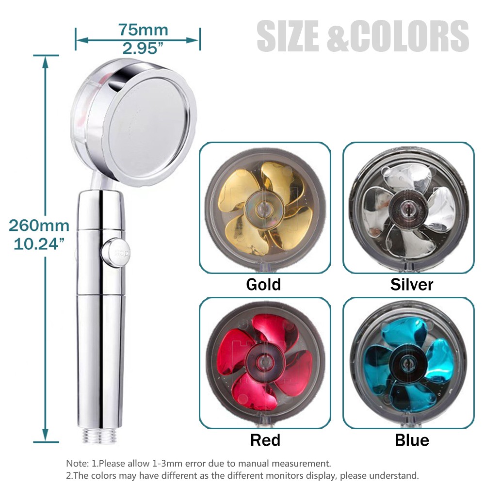 Fashion Bathroom Turbine Hand Shower ABS Plastic Chrome Shower Head Water Saving Pressure Hold Hand Shower Sprayer