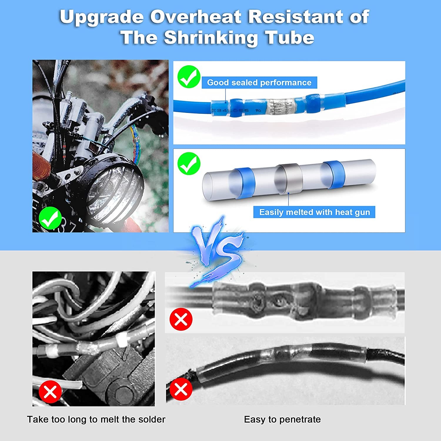 120pcs Insulator Welding Wire Connectors, Self Soldering Heat Shrink Butt Connector Waterproof Heat Shrink Butt Terminal Boat Wire Joint