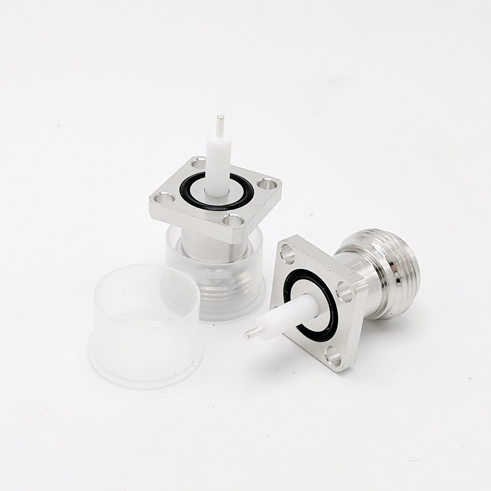 17.5mm 4 Hole Flange N Female Connector Welding Panel Mount Straight RF Coaxial Waterproof N Connector 10pcs/lot