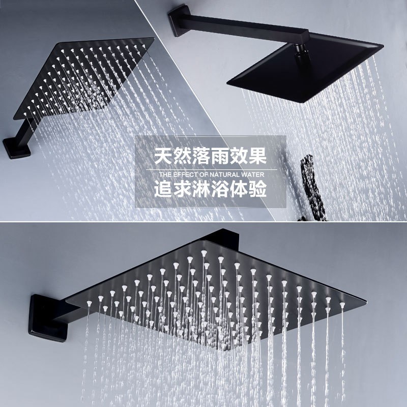 BAKALA Round And Square Stainless Steel Ultra-thin Shower 16/12/10/8 Inch Rainfall Shower Head Black Finished