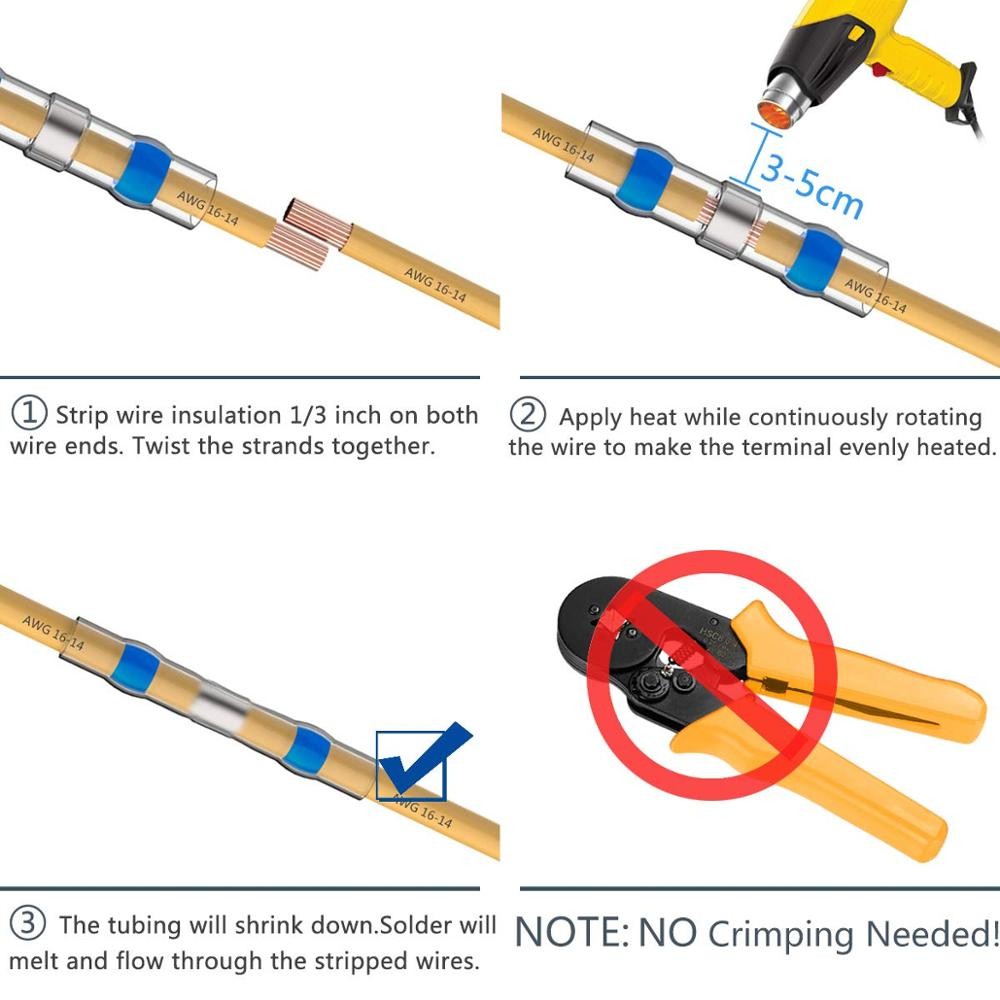 250/100pcs Insulator Welding Wire Connectors - Heat Shrink Welding Butt Connectors - Welding Connecting Kit - Marine Auto Insulated