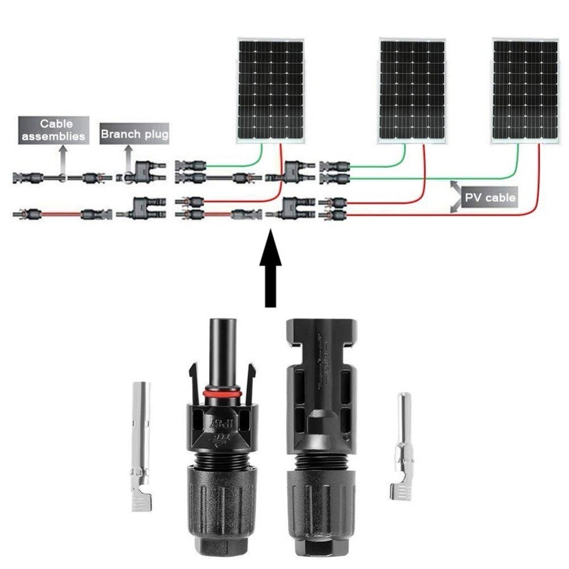 1Pair Male and Female Solar Connector Solar Solar Plug Cable Connectors for Solar Panels and Photovoltaic Systems