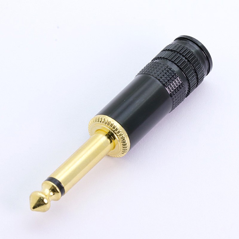 10pcs Telephone Jack Unbalance Jack 6.35mm 3 Pole Stereo Male Plug Assembly Wire Connector Smoothly Plating Loudspeaker With Spring