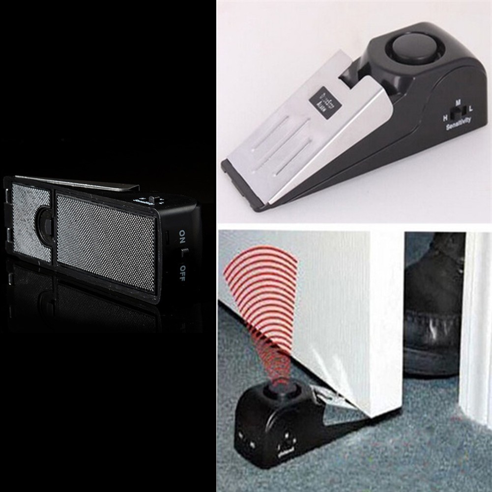 Block for Travel Security System Wedge-shaped Home Door Alarm Inductive Vibration Warning Wireless Floor Desk Metal