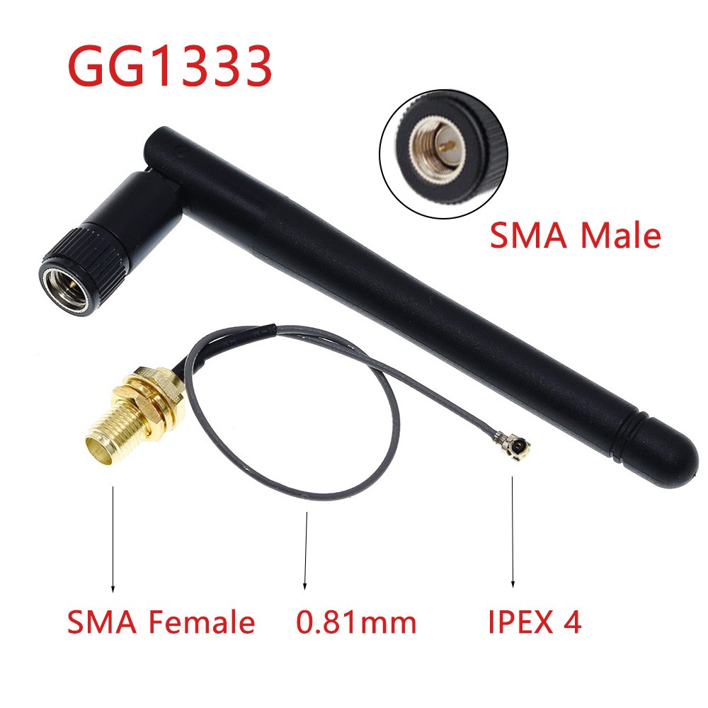 100pcs 2.4GHz 3dBi WiFi 2.4G Antenna Folded Bluetooth WiFi ZigBee Antenna + 100pcs SMA F to IPEX U.FL IPX Line Feeder